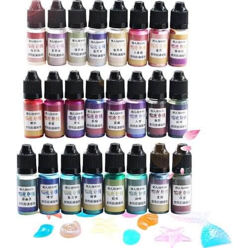 23 Colors 10ML Epoxy Resin Pigment Alcohol Ink Liquid Colorant Dye Ink Diffusion Pigment UV Resin Jewelry Making Epoxy Pigment