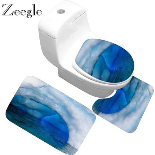 Zeegle 3pcs/set Bathroom Rug Set Bathroom Carpet Bath Mats Flannel Washable Shower Decor Toilet Seat Tank Cover Rug