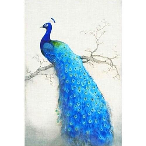 New Year 5d Diy Diamond Painting Square Resin Diamond Cross Stitch Crystal Sets Decorative Diamond Embroidery Blue Peacock