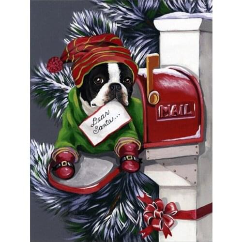 Diamond Painting Dog Mailbox Diamond Embroidery Animal Cross Stitch Mosaic Picture of Rhinestone Christmas Decorations