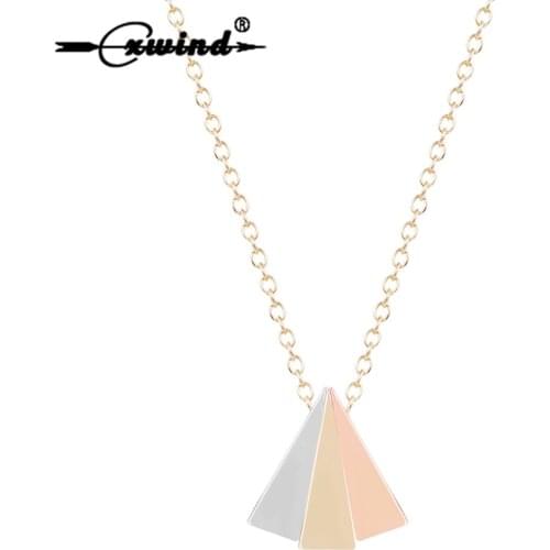 Cxwind Mix Color Triangle Necklaces Geometric Pendant Necklace Jewelry Link Chain Necklaces for Women Collier collar
