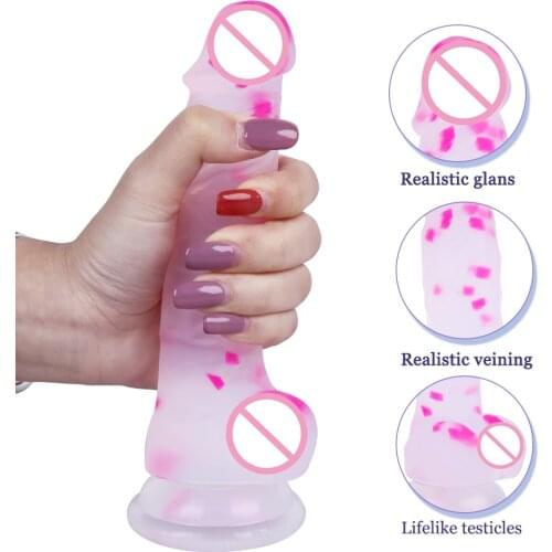 JingZhi Realistic Dildo Colorful Liquid Silicone Penis Sex Toys For Women Lesbian Big Dick Suction Cup Female Strapon Adult Toys