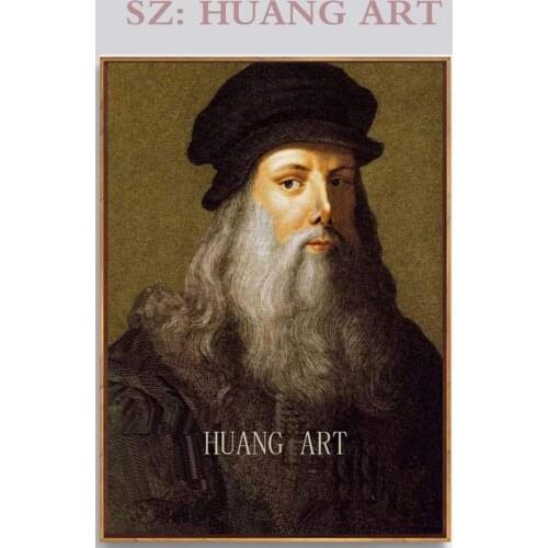 Figure famous painter leonardo Da Vinci painting realistic portrait of hand-painted oil painting in high quality decoration club