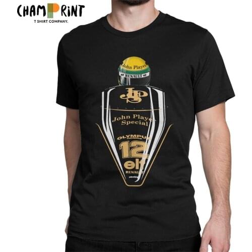 Ayrton Senna Team John Player T-Shirts for Men Humor Cotton Tee Shirt O Neck Short Sleeve T Shirt Unique Clothing