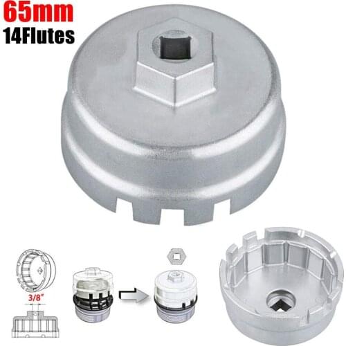 Auto Tool Oil Filter Cap Removal Wrench Tool Aluminum Filter Wrench 65 mm 14 Flutes Cartridge Style for Toyota Lexus Camry RAV4