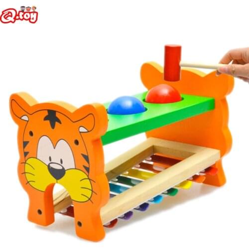 Creative Multi-function Wooden Toy Xylophone Music Instrument Knock Hammer Learning Toy for Kids Educational Toy for Toddler