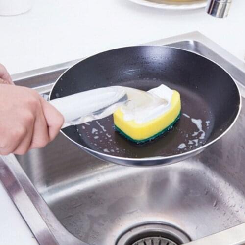 Sponge Brush Kitchen Tableware Cleaning Brush Scouring Pad with Handle Automatic Liquid Addition Cleaning Brush Tableware Brush