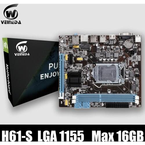 VEINEDA Original H61-S Desktop Motherboard Socket LGA 1155 FOR Intel Core i3 i5 i7 DDR3 Memory 16G uATX H61 PC Mainboard