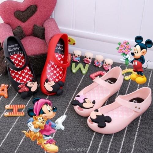 Mini Melissa Mickey Mouse Minnie Girl Jelly Sandals Kids Sandals Original Children Beach Shoes Non-slip Melissa Shoes