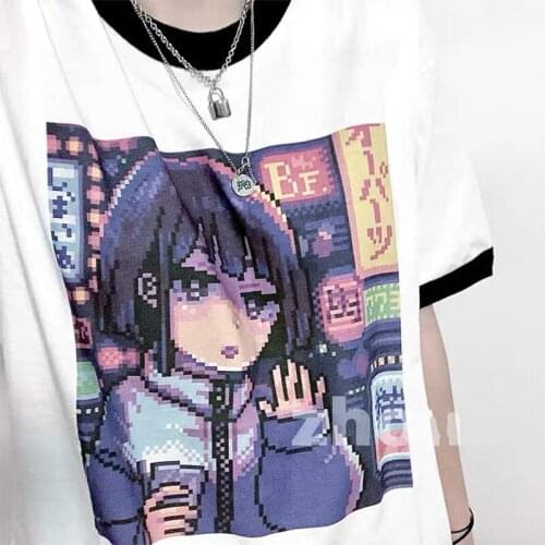Hillbilly Ins Fashion Summer Japanese Harajuku Tees Plus Size E-sports Girl Printed Short Sleeve Ringer Vintage JK Women Tshirt