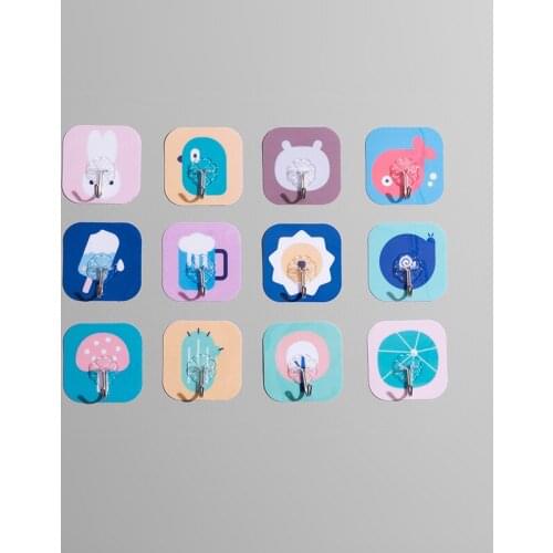 Powerful Seamless Paste Cartoon Hooks Multifunctional Adhesive Hooks Behind Kitchen Bathroom Doors Nail-free Clothes Magic Hook