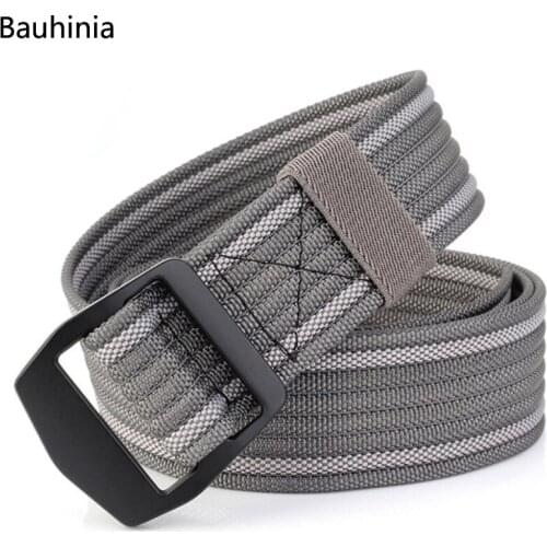 Bauhinia 125x3.8cm Mens Outdoor Leisure Tactical Belt Zinc Alloy Buckle Head Breathable Adjustable Jeans Nylon Belt