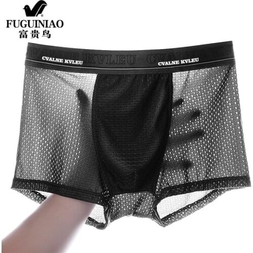 4PCS/lot underwear mens summer ice silk mesh mens boxer underwear sexy breathable underwear