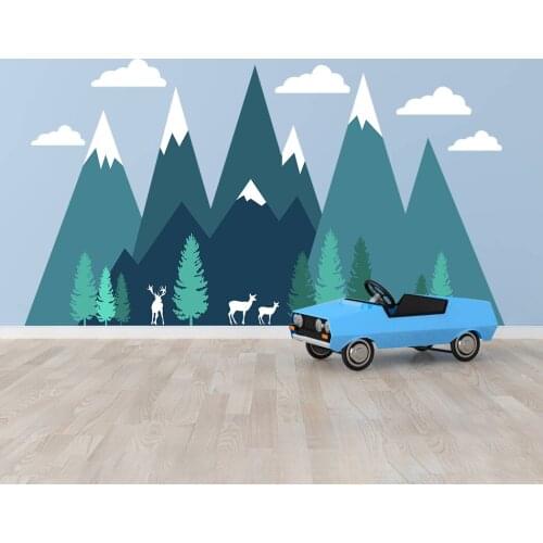 Nordic Wall Sticker Large Mountain for Living Room Bedroom Kids Rooms Decor Removable Waterproof Vinyl Decals Home Decoration