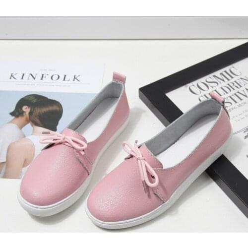New Arrival Women Shoes Genuine Leather Spring Lovely Solid Women Flats Shoes 4 Colors Single Boat Shoes Woman Causal Loafers 55