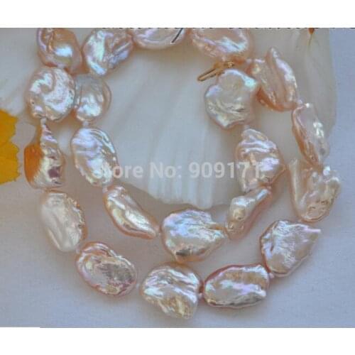 Good>>18mm pink baroque keshi reborn freshwater pearl necklace 16inch