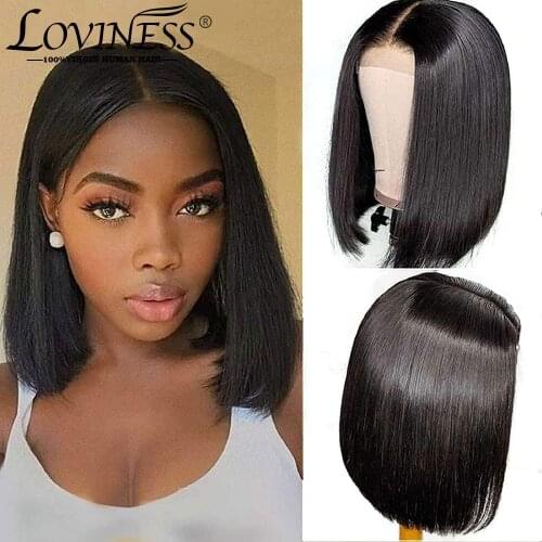13*4*1 Human Hair Wigs T Part Lace Frontal Bob Wigs Brazilian Straight Bob Wig Pre Pluck With Baby Hair Wigs for Black Women