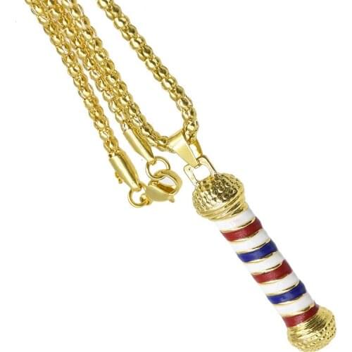 Barber Shop Hairdresser Scissors Comb Necklace Pendant Stylist Turn Light Hip Hop Necklace Jewelry Hairdressing Necklace