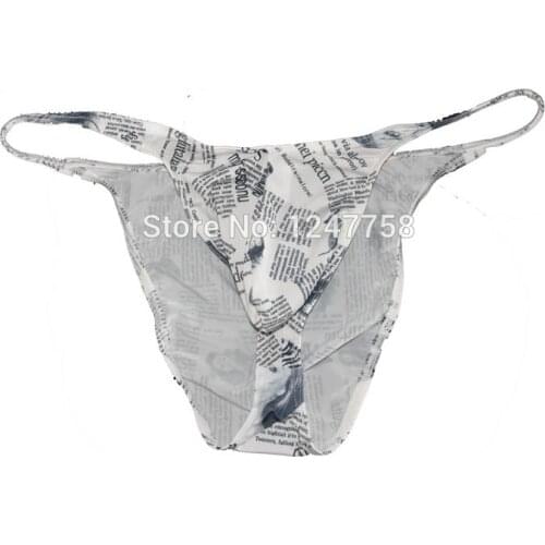 Sexy The Newspaper Printed Underwear Men Pants Bikini Mini Briefs Mens Super Soft & Smooth Briefs