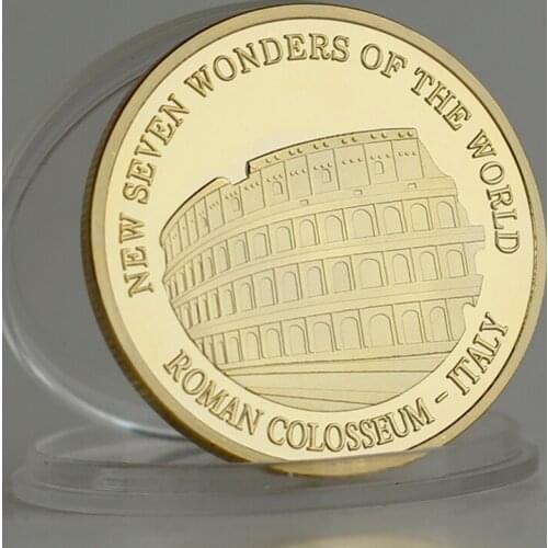 Seven Wonders of the World Colosseum Italy Coins World History Culture Gold Coin Collectibles Home Decorations Art Gift