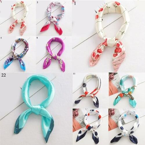 Hair Scarf Retro Neckerchief 50x50cm Satin Head Scarf Printed Scarves Hair Tie Band Square Silk Scarf Hats Bags Bandana Shawl