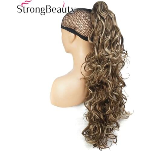 StrongBeauty 30" Long Curly Ponytail Clip In Claw Ponytail Hair Extension Synthetic Hairpiece 280g with a jaw/claw clip