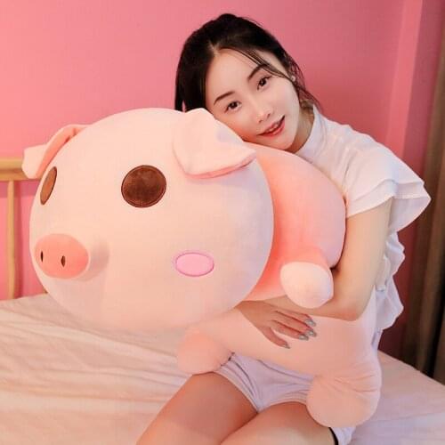 50-80cm Cute Creative Pig With Big Head Plush Toys Nice Animals Long Pillow Stuffed Soft For Girls Kids Birthday Gifts