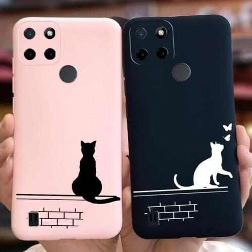 Cute Couple Cat Cover For Oppo Realme C21Y Case RMX3261 Soft Silicone Back Cover Phone Cases For Realme C21Y C 21Y Fundas Bumper