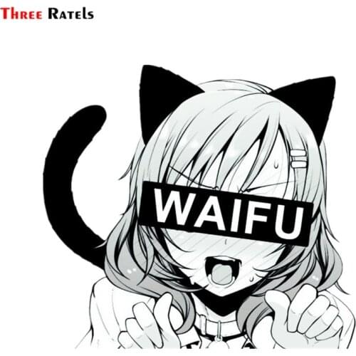 Three Ratels FC717 Kitty Neko Cat Waifu Vinyl Decal Anime Wifu Otaku car sticker
