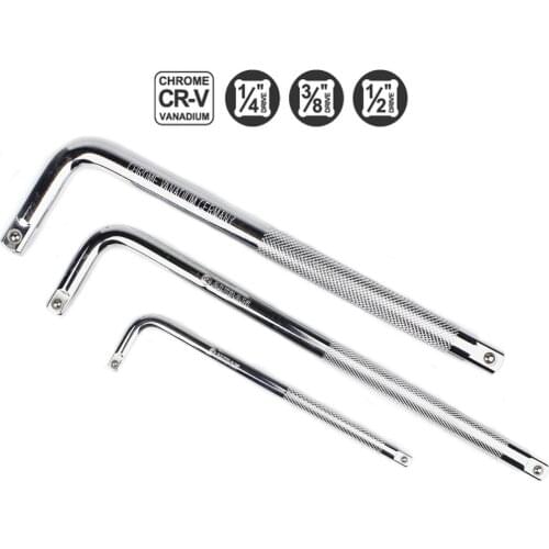 1pc L Type Socket Bent Extension Bar 1/4" 3/8" 1/2" L-Handle Sockets Wrench Hand Tools 150mm 250mm 6" 10" Curved Rod 1p 3p