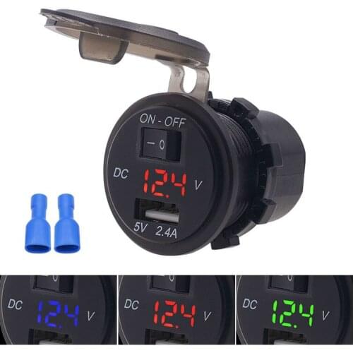 DC 12V-24V Universally Waterproof Motorcycle Car Charger USB Phone Charge Charger Socket For iPhone Samsung With Switch