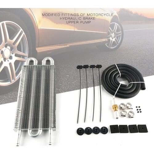 4 Row 252.4X127X19.05 UNIVERSAL ALUMINUM REMOTE TRANSMISSION OIL COOLER/AUTO-MANUAL RADIATOR CONVERTER KIT