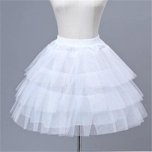 In Stock White Top Quality Ballet Petticoat Ruffle Tulle Short Crinoline Bridal Petticoats Lady Girls Child Underskirt jupon