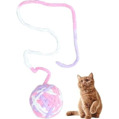 1pc Soft Cat Toy Ball Wool Interactive Funny Cat Pom Pom Toy Kitten Play Ball With Bell Pet Supplies Pet Accessories