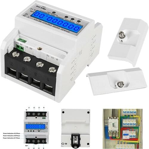 1Pc New Arrival Rail kWh Meter Digital Undercurrent Meter 4-wire Three-phase Meter DIN Rail Meter 3x5(80)A 98*74*65mm