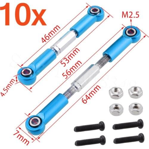 10 Pairs Aluminum Front Shock Absorber Steering Linkage Rod Link 0021 For WLtoys 1/12 RC Car 12428 12423 Upgrade Parts