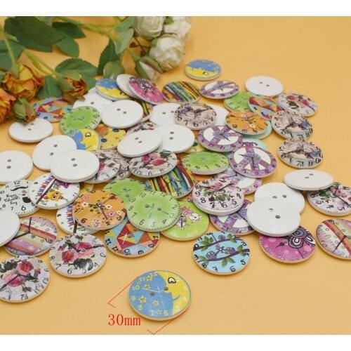 10PCS 30MM wooden buttons decorative button2 holes Sewing wood button flatback Scrapbook