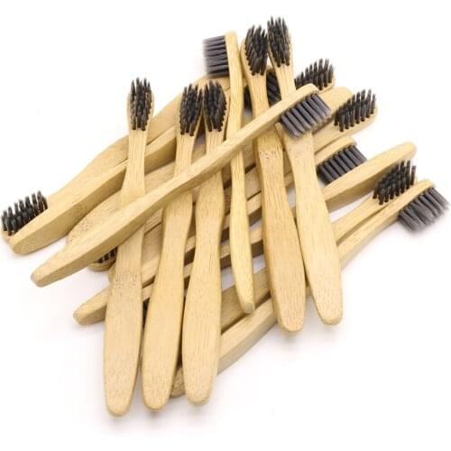 DR.PERFECT 100 Pcs Child Bamboo Toothbrush Wholesale Environment Eco friendly Wooden Bamboo Toothbrush Oral Care Black Head