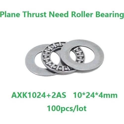 100pcs/lot AXK1024+2AS 10×24×4mm Plane Thrust Need Roller Bearing Thrust Needle Roller Bearing Washers 10*24*4mm