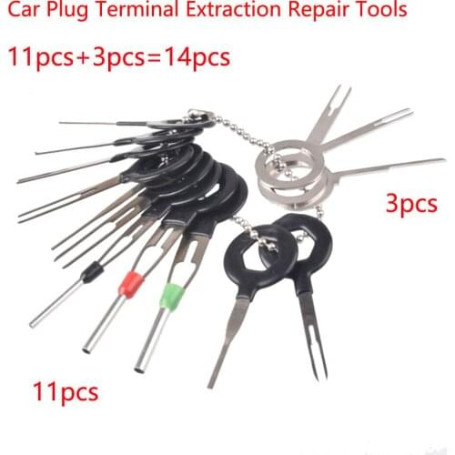 14pcs Auto Car Plug Circuit Board Wire Harness Terminal Extraction Disassembled Crimp Pin Back Needle Remove Tool Kits