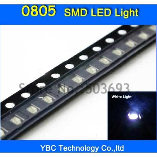 200pcs/lot 0805 SMD Ultra Bright White Light LED Diode Light