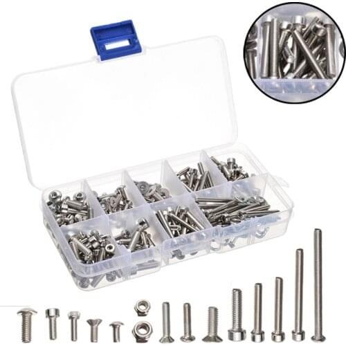 205pcs Metal Screws Stainless Steel Flat-head Inner Hexagon Screw RC Car Body Shell Clip R Pins Kit For RC Truck Car