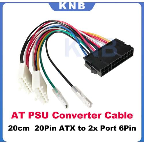 20Pin ATX to 2x Port 6Pin AT PSU Converter Power Cable Cord For 286 386 486 586 Old Computer