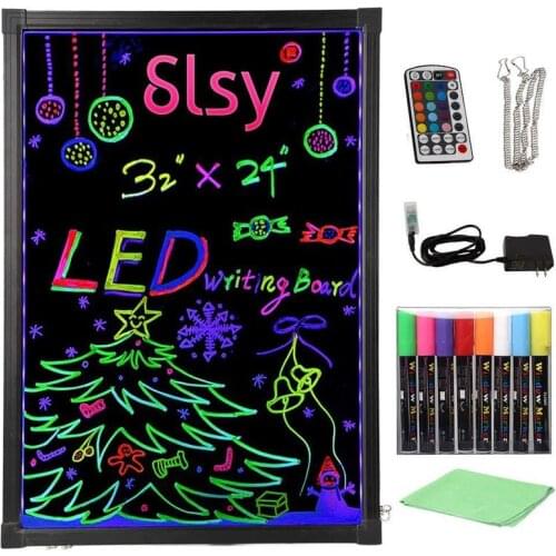 30x40cm Erasable To Write on Flashing Luminated Fluorescent Sign Board Set Cafe Coffee Menu Styling Neon LED Decoration Board