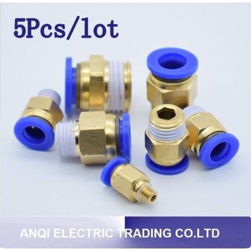 5pcs/lot 1/8'' 1/4'' 3/8'' 1/2'' Male-4 6 8 10 12mm Straight Push in Fitting Pneumatic Push to Connect Air