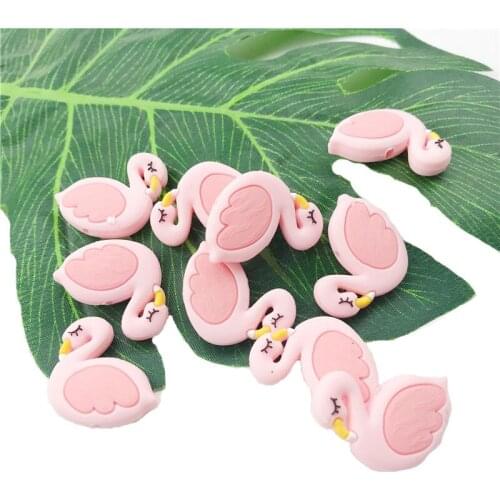 5pc Silicone Teether Mini Flamingo Beads Baby Teething Swan Beads Baby Nursing Accessories Mini Cloud Newborn Christmas Gift