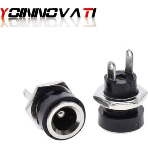 50PCS DC-022B DC-022 DC power socket DC022B 5.5 * 2.1 MM sockets connector with nuts 2pins soldering ROHS