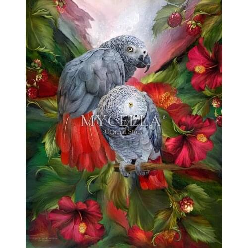 5D DIY Diamond Painting Animals Parrots Cross Stitch Round Diamond Embroidery Mosaic Wall Stickers Home Decor Crafts Needlework