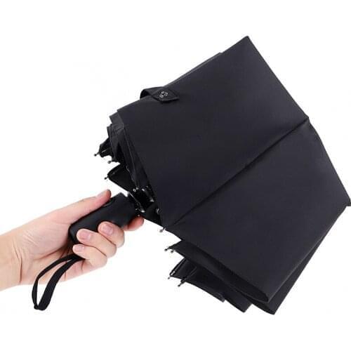 10K automatic men solid color business umbrella three fold thickened reinforced windproof strong umbrella