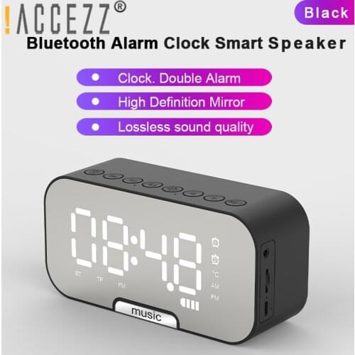 !ACCEZZ Bluetooth Speaker With FM Radio TF Card AUX Cable Wireless Loudspeakers For Xiaomi Cell Phone Alarm Clock Mirror Boombox